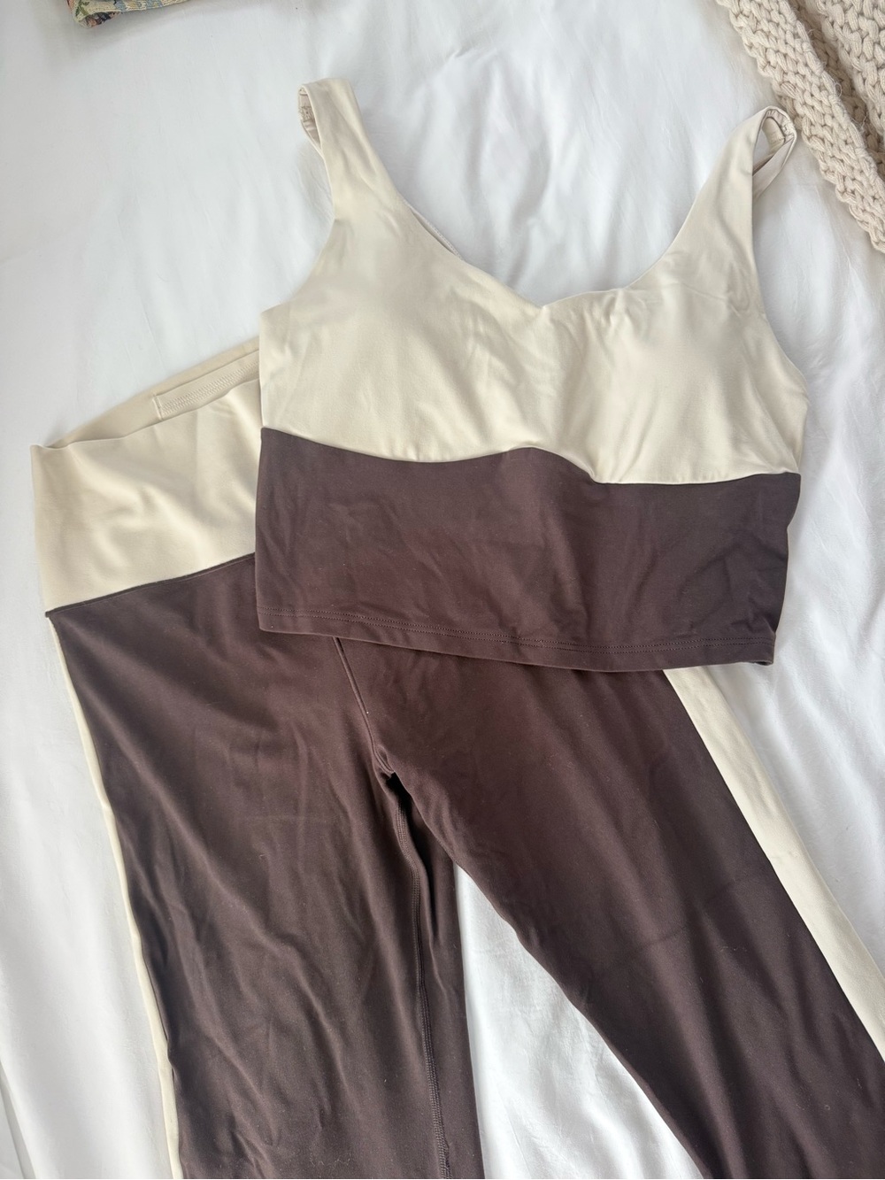 Old Navy Brown Leggings with Cream Side Stripe